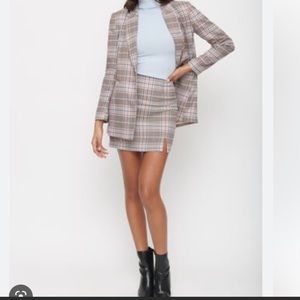 Dynamite Plaid Blazer & Skirt Set